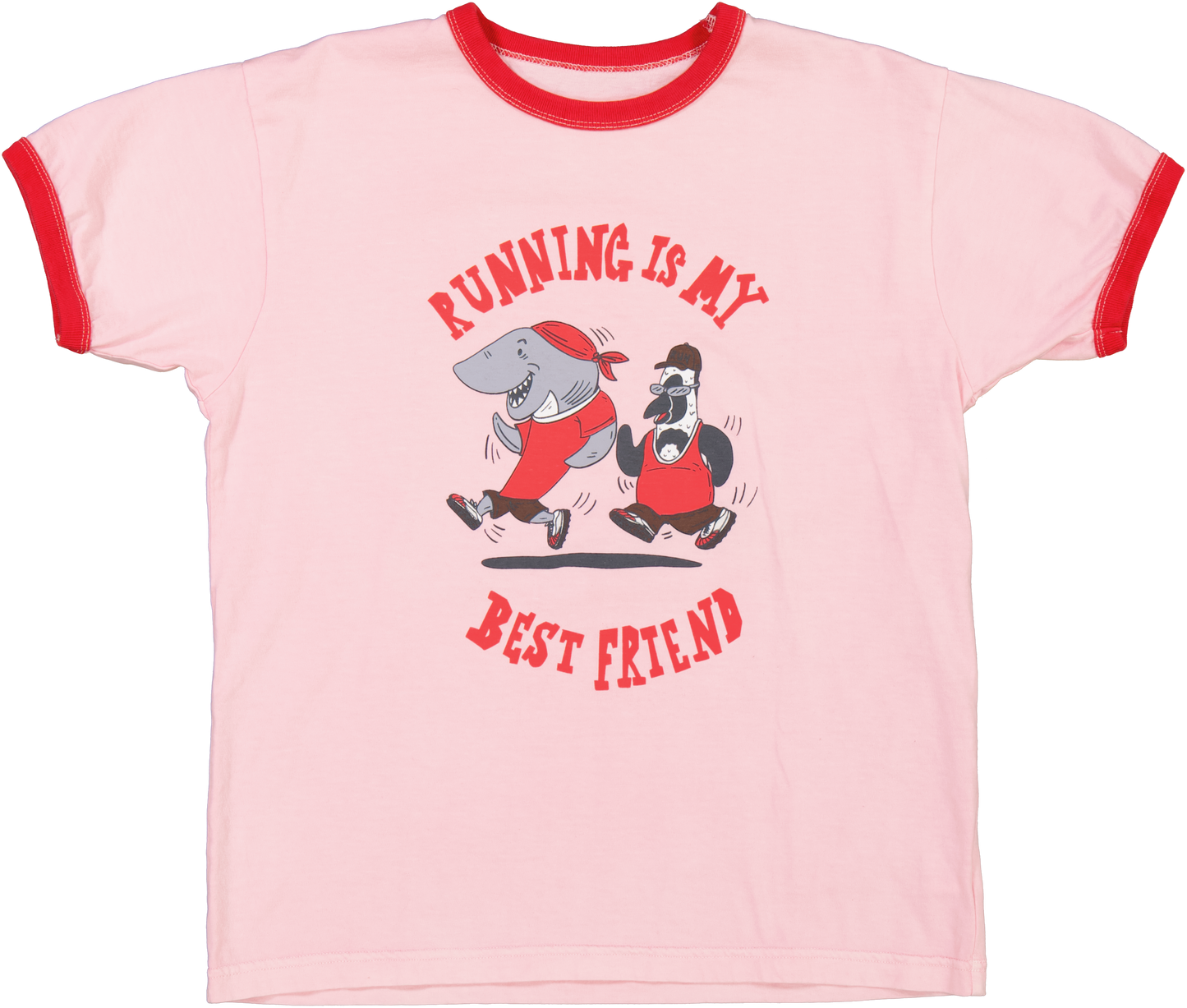 "Running Is My Best Friend" Ringer Tee Pink