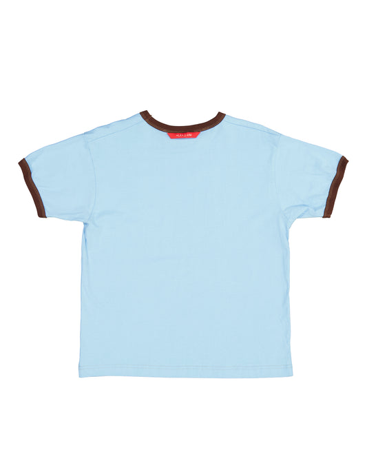 "RUNNING" Ringer Shirt in Baby Blue