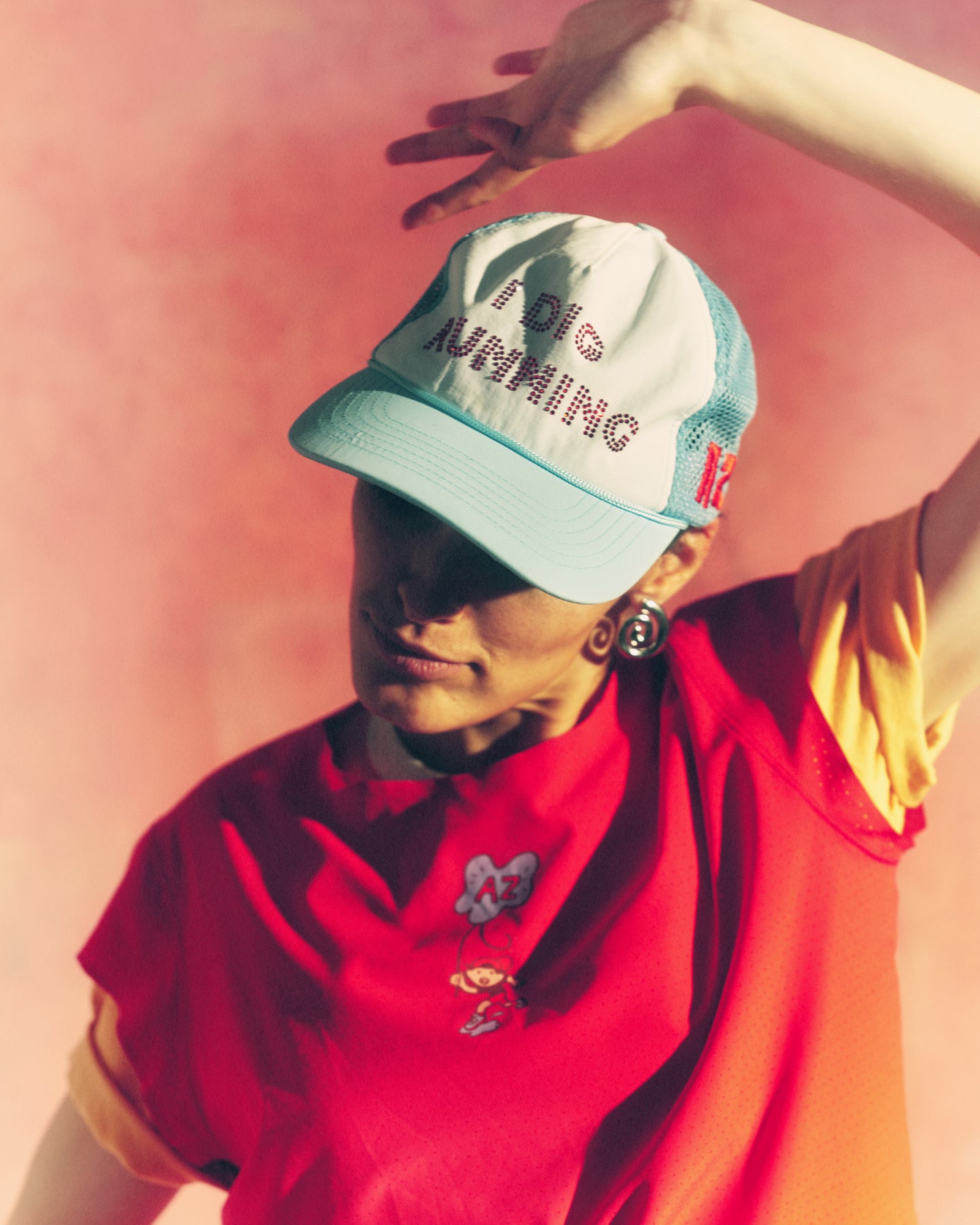 "I DIG RUNNING" Rhinestone Trucker Blue