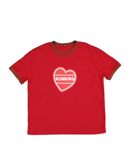 "Running" Ringer Tee in Maroon