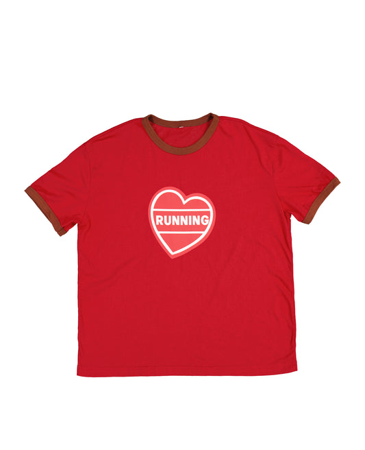 "Running" Ringer Tee in Maroon