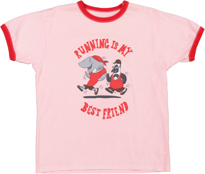 "Running Is My Best Friend" Ringer Tee Pink