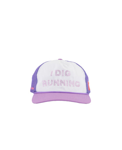 "I DIG RUNNING" Rinestone Trucker Purple