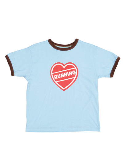 "RUNNING" Ringer Shirt in Baby Blue