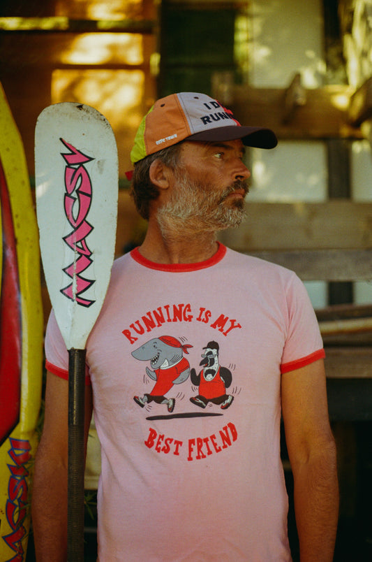 "Running Is My Best Friend" Ringer Tee Pink