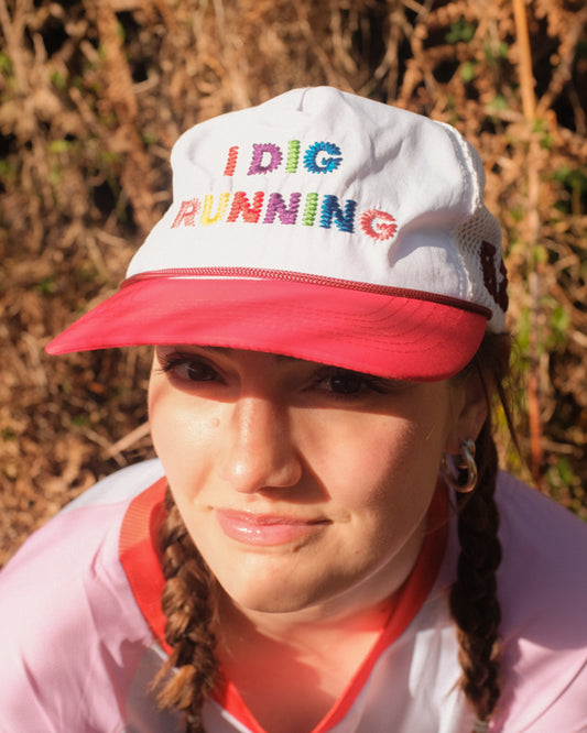 "I Dig Running" Trucker Hat Rainbow