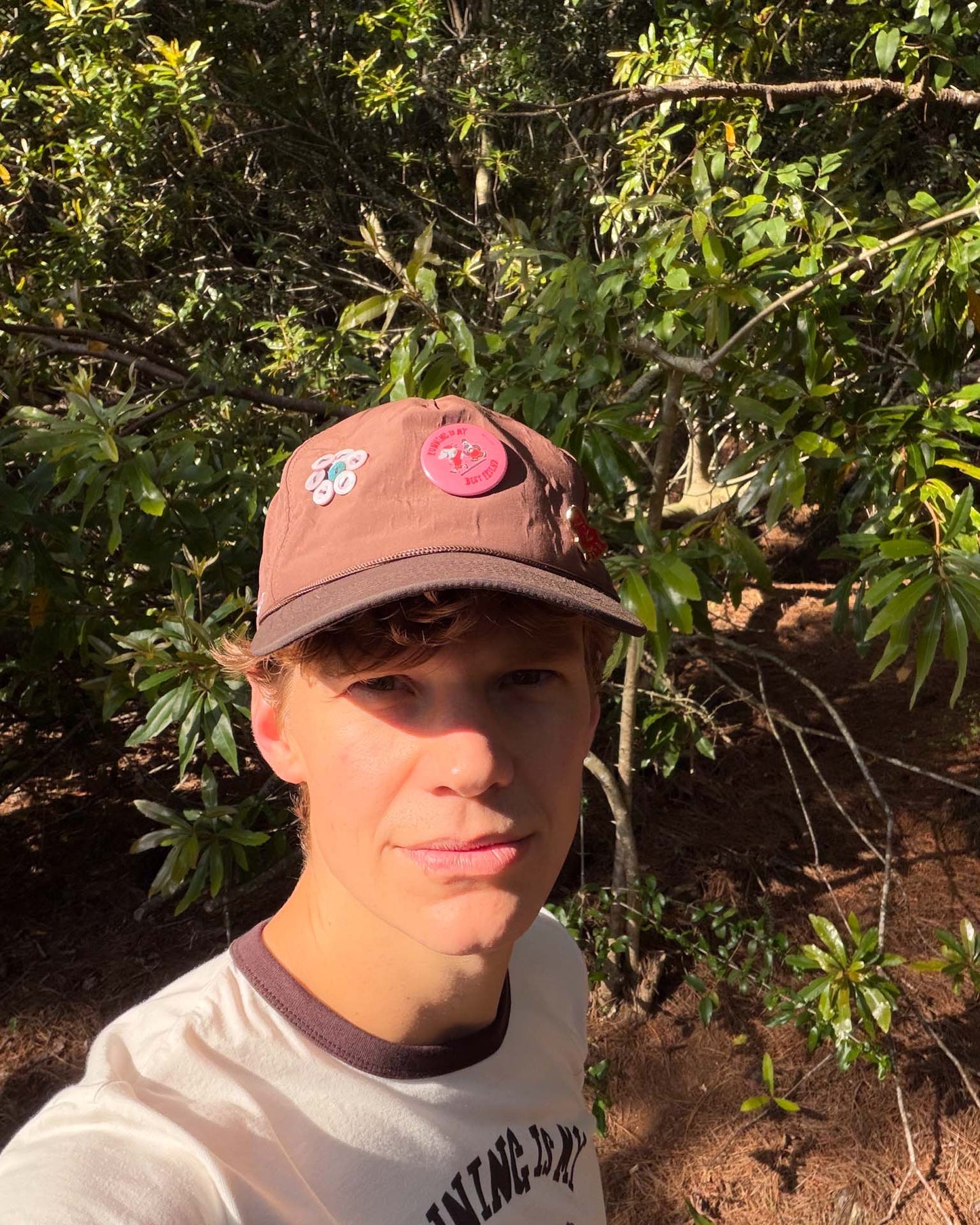 "Running is my Best Friend" Trucker Brown Pins