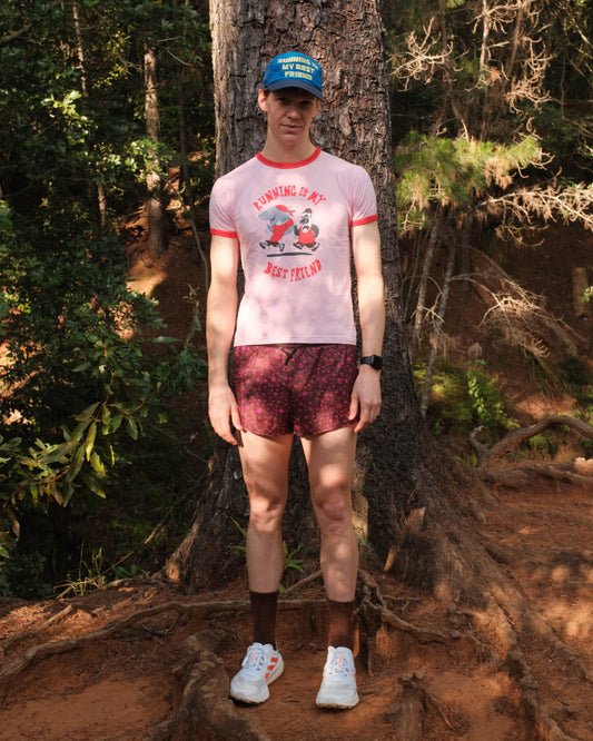 "Running Is My Best Friend" Ringer Tee Pink