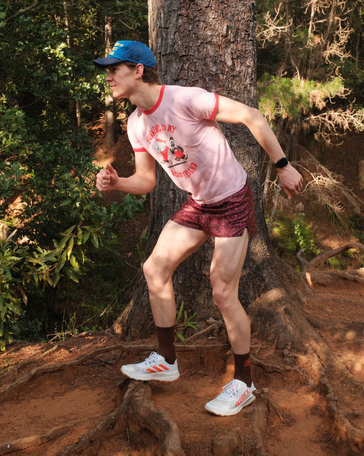 "Running Is My Best Friend" Ringer Tee Pink