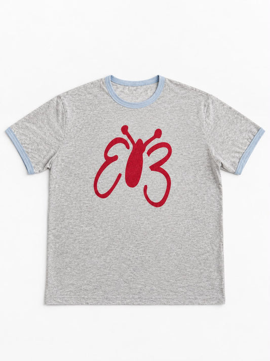 "Butterfly" Ringer Tee Grey